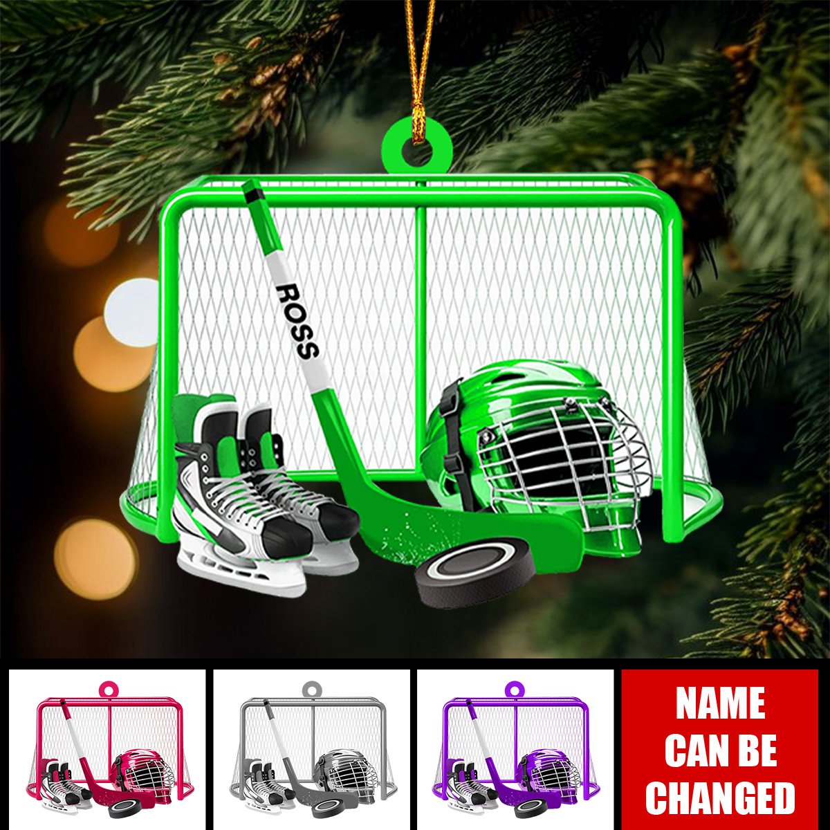 Personalized Ice Hockey Shaped Ornament - Gifts For Hockey Players