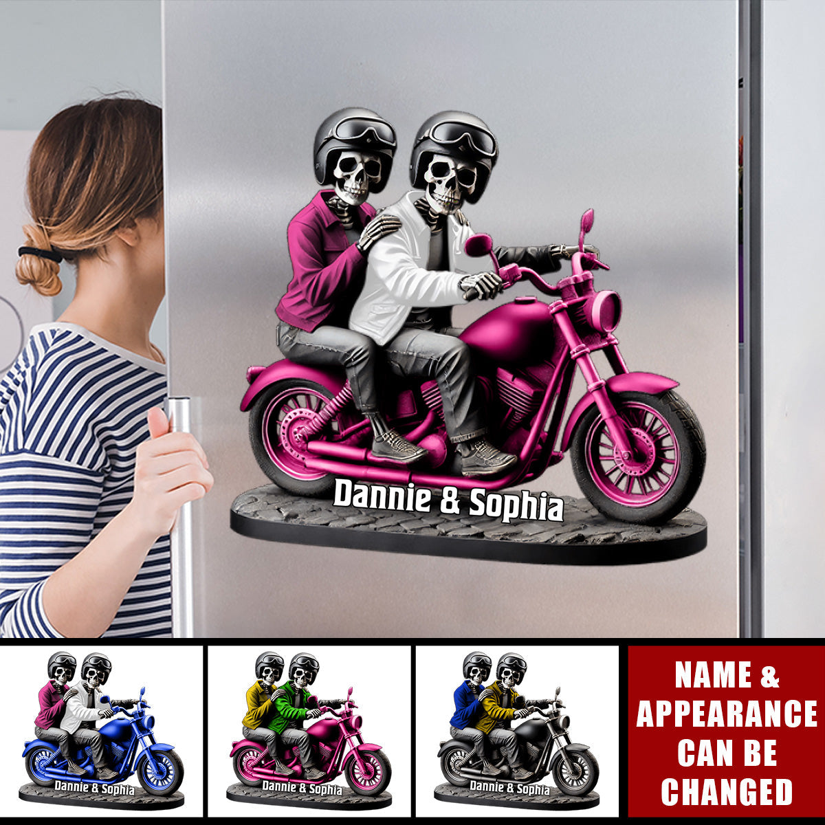 Custom Name Motorcycles Couple Fridge Magnet, Gift for Motorcycles Lover