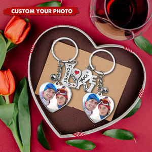 Couple Photo Heart Pendant Personalized Keychain, Valentine's Day Gift