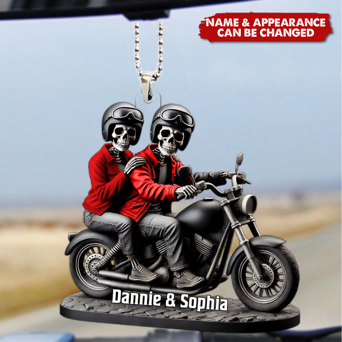Custom Name Motorcycles Couple - Personalized Acrylic Car Ornament