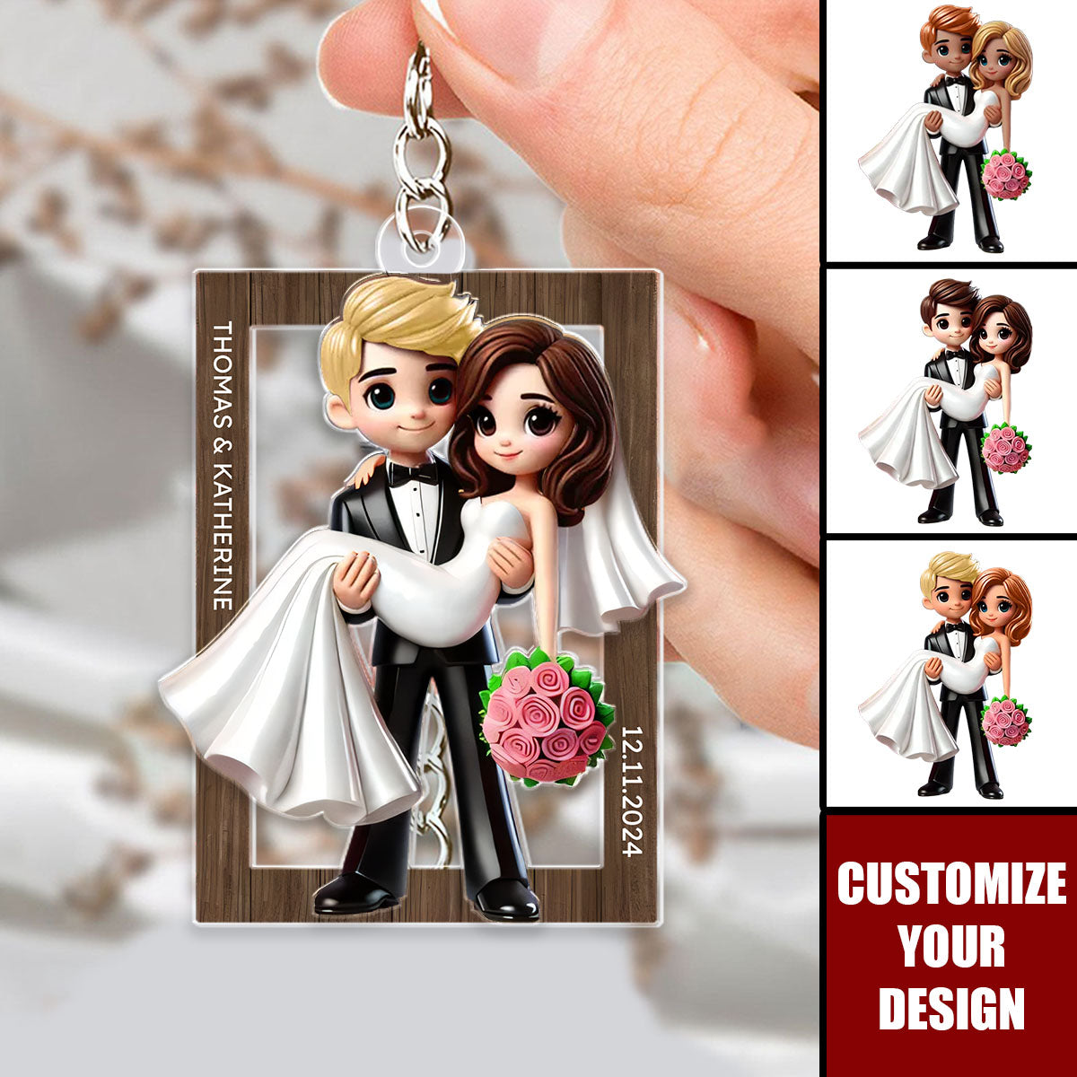 Mr Mrs Married Couple - Personalized 2-Layered Acrylic Keychain