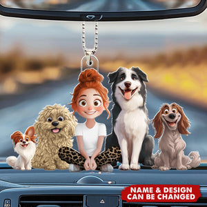A Girl & Her Dogs - Personalized Car Ornament - Gifts For Dog Lovers